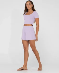 Rusty Harlo Elastic High Waisted Lounge Short | Womens Shorts