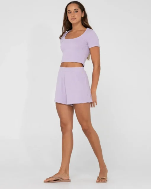 Rusty Harlo Elastic High Waisted Lounge Short | Womens Shorts