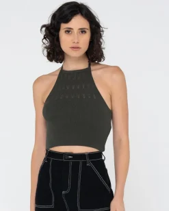 Rusty Laura Halter Crop Knit Top | Womens Fashion Tops