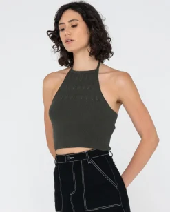 Rusty Laura Halter Crop Knit Top | Womens Fashion Tops