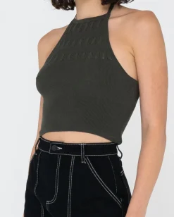 Rusty Laura Halter Crop Knit Top | Womens Fashion Tops