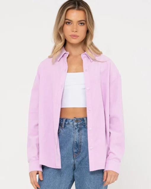 Rusty Louis Mini Cord Long Sleeve Shirt | Womens Fashion Tops