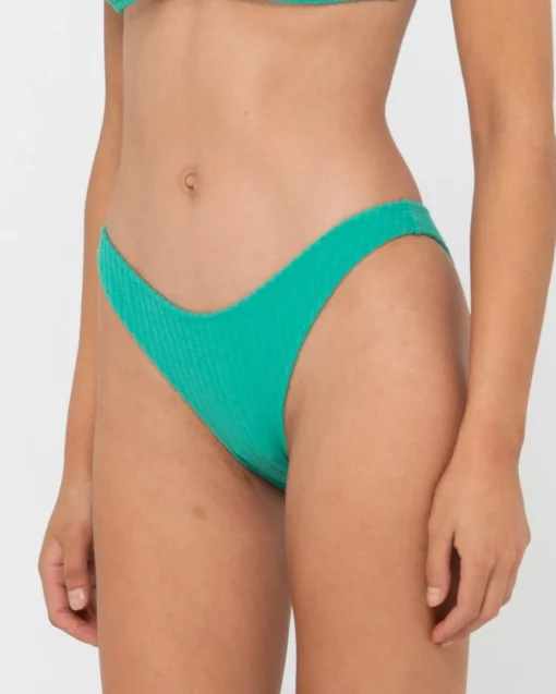 Rusty Lucky Rib Towelling Midi Bikini Bottom | Womens Bikinis