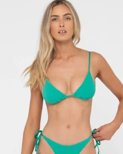 Rusty Lucky Rib Towelling Triangle Bikini Top | Womens Bikinis