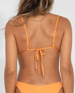 Rusty Lucky Rib Towelling Triangle Bikini Top | Womens Bikini Tops