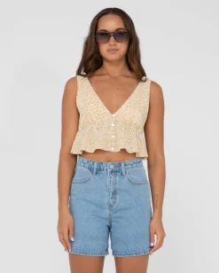 Rusty Magnolia Floral Printed Crop Top | Womens Fashion Tops