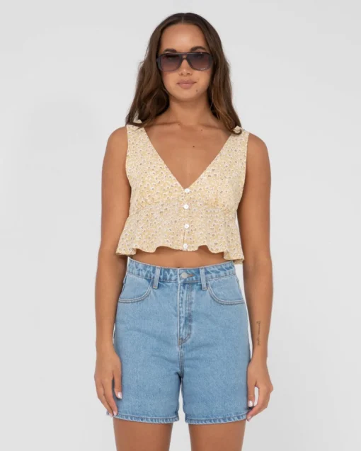 Rusty Magnolia Floral Printed Crop Top | Womens Fashion Tops