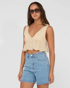 Rusty Magnolia Floral Printed Crop Top | Womens Fashion Tops