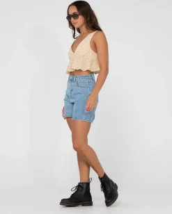 Rusty Magnolia Floral Printed Crop Top | Womens Fashion Tops