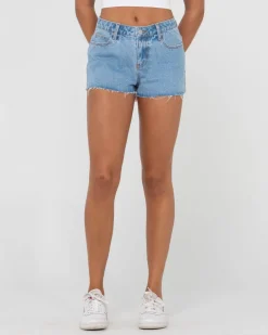 Rusty Malta Low Rise Frayed Denim Short | Womens Shorts
