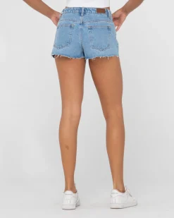 Rusty Malta Low Rise Frayed Denim Short | Womens Shorts