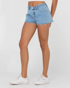 Rusty Malta Low Rise Frayed Denim Short | Womens Shorts
