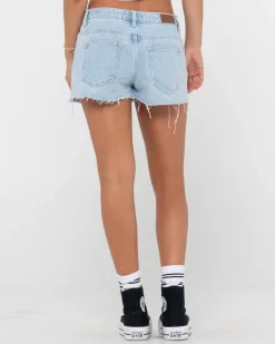 Rusty Malta Low Rise Frayed Denim Short | Womens Denim