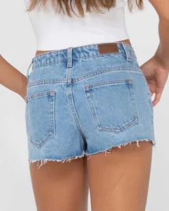 Rusty Malta Low Rise Frayed Denim Short | Womens Shorts