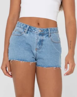 Rusty Malta Low Rise Frayed Denim Short | Womens Shorts