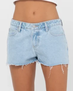 Rusty Malta Low Rise Frayed Denim Short | Womens Denim