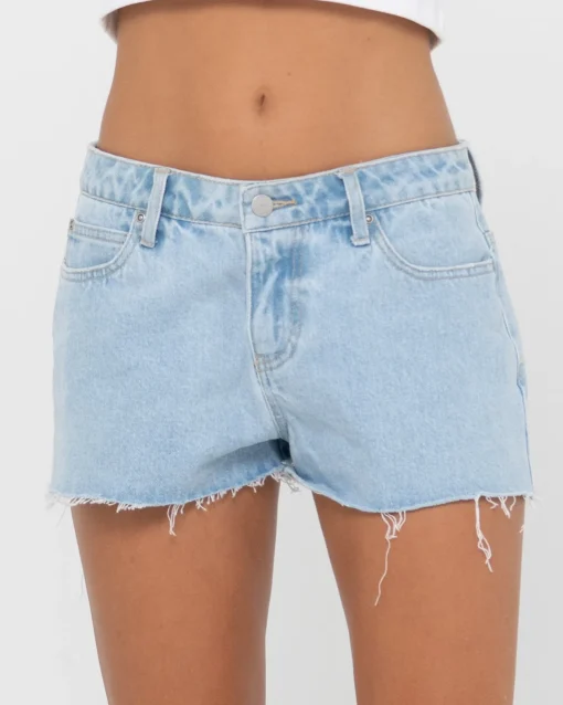 Rusty Malta Low Rise Frayed Denim Short | Womens Denim