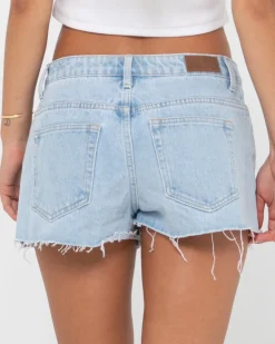 Rusty Malta Low Rise Frayed Denim Short | Womens Denim