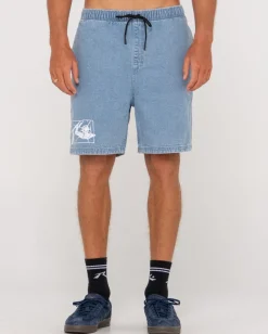 Rusty Manila Folder Vintage Wash Denim Elastic Short | Mens Shorts