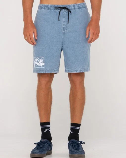 Rusty Manila Folder Vintage Wash Denim Elastic Short | Mens Denim