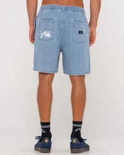 Rusty Manila Folder Vintage Wash Denim Elastic Short | Mens Shorts