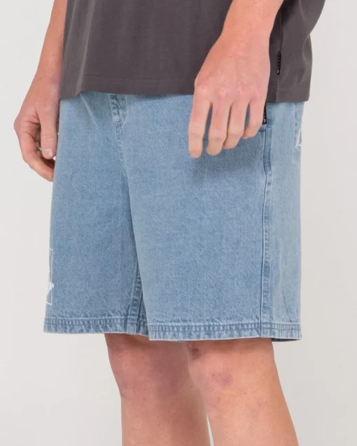 Rusty Manila Folder Vintage Wash Denim Elastic Short | Mens Shorts