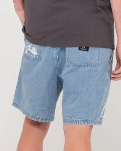 Rusty Manila Folder Vintage Wash Denim Elastic Short | Mens Shorts