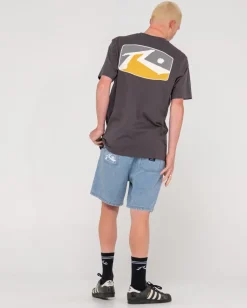 Rusty Manila Folder Vintage Wash Denim Elastic Short | Mens Shorts