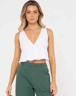 Rusty Matilda Button Up Crop Top | Womens Fashion Tops