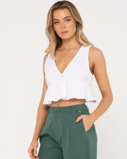 Rusty Matilda Button Up Crop Top | Womens Fashion Tops