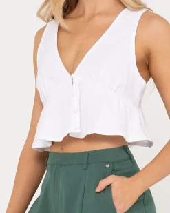 Rusty Matilda Button Up Crop Top | Womens Fashion Tops