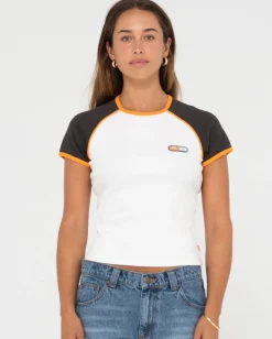 Rusty Mojo Dojo Ribbed Raglan Tee | Womens Tees & Tanks