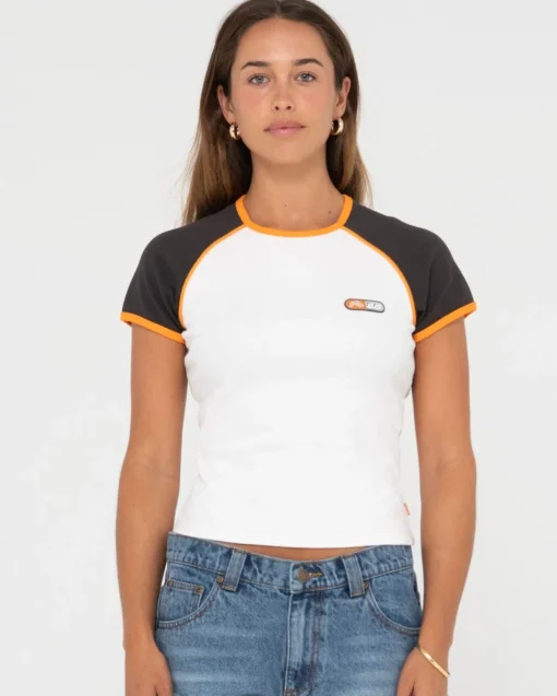Rusty Mojo Dojo Ribbed Raglan Tee | Womens Tees & Tanks
