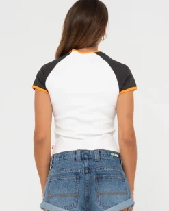 Rusty Mojo Dojo Ribbed Raglan Tee | Womens Tees & Tanks