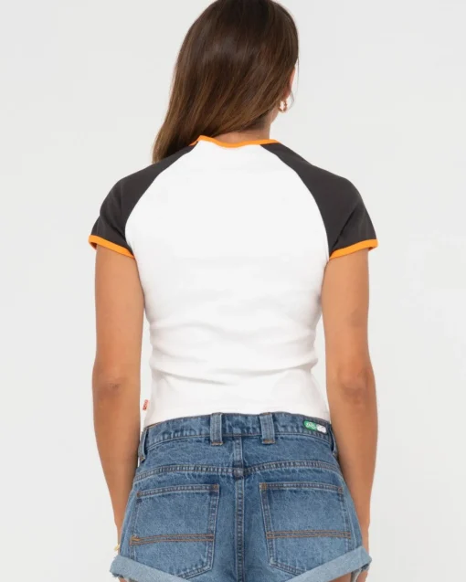Rusty Mojo Dojo Ribbed Raglan Tee | Womens Tees & Tanks