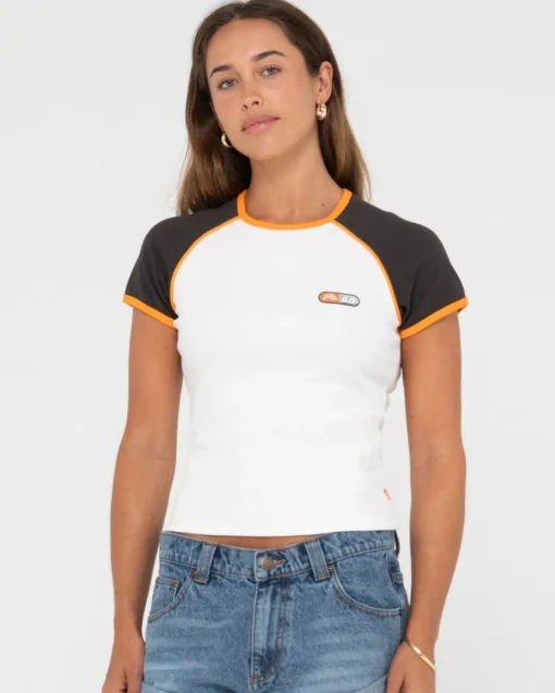 Rusty Mojo Dojo Ribbed Raglan Tee | Womens Tees & Tanks