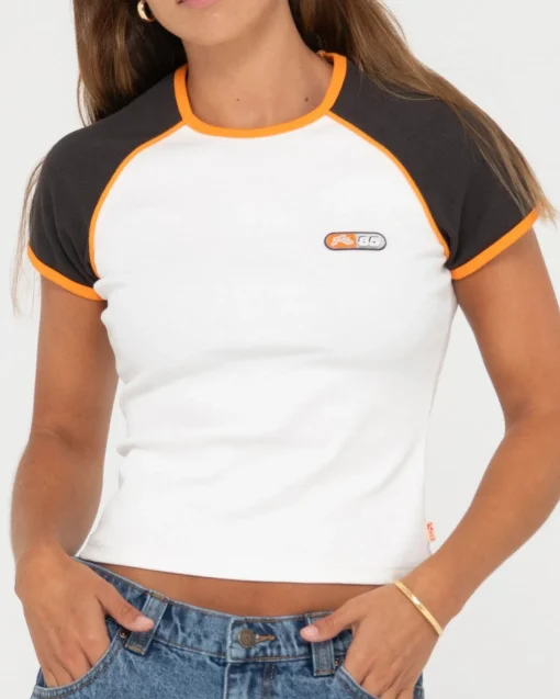 Rusty Mojo Dojo Ribbed Raglan Tee | Womens Tees & Tanks