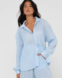 Rusty Nissi Long Sleeve Pleated Shirt | Womens Shirts