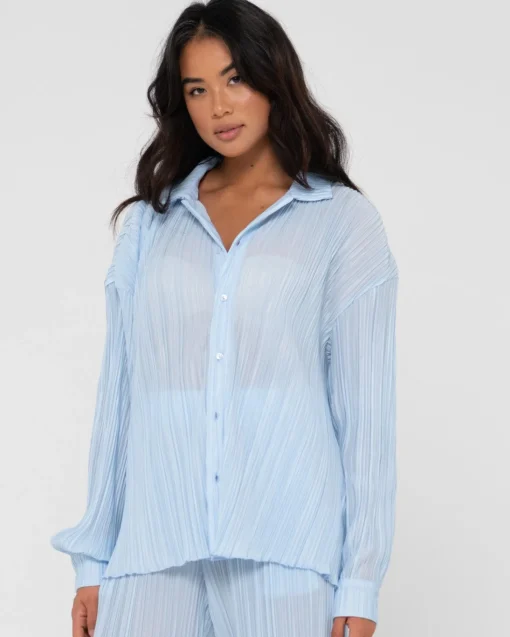 Rusty Nissi Long Sleeve Pleated Shirt | Womens Shirts