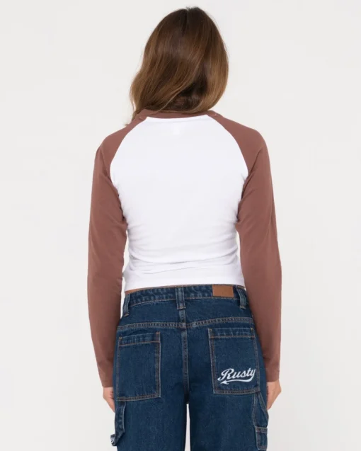 Rusty Norty Long Sleeve Raglan Baby Tee | Womens Tees & Tanks
