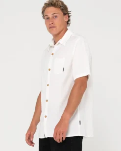Rusty Overtone Short Sleeve Linen Shirt | Mens Shirts
