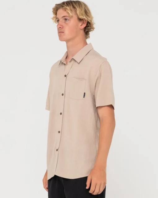 Rusty Overtone Short Sleeve Linen Shirt | Mens Shirts