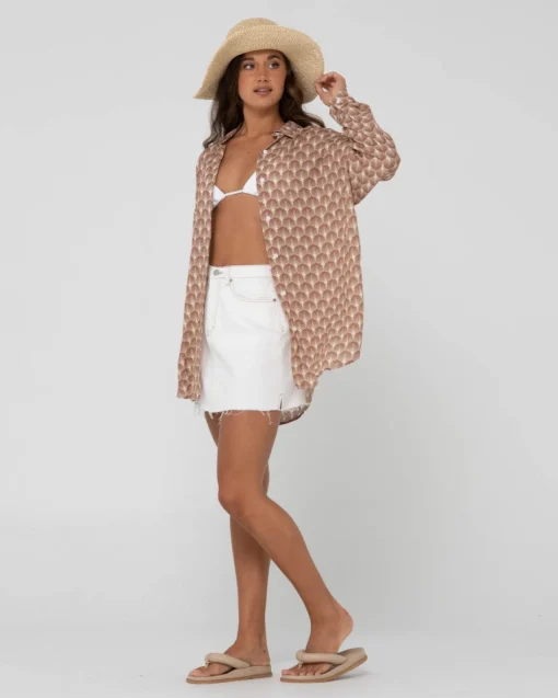 Rusty Panama Printed Oversized Long Sleeve Shirt | Womens Shirts