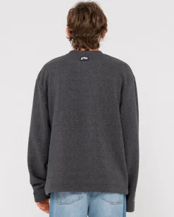 Rusty Party Of One Embroidered Rib Crew | Mens Hoodies & Fleece