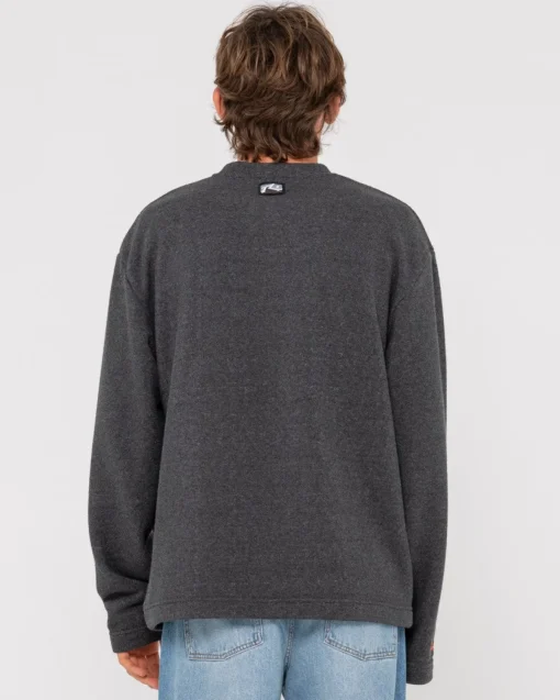 Rusty Party Of One Embroidered Rib Crew | Mens Hoodies & Fleece