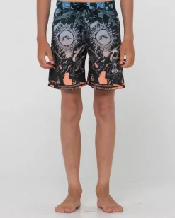 Rusty Paste Up Printed Elastic Boardshort Boys | Kids Boardshorts