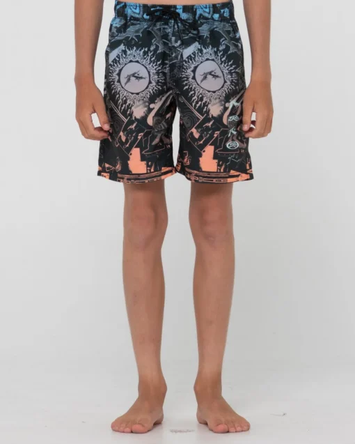 Rusty Paste Up Printed Elastic Boardshort Boys | Kids Boardshorts