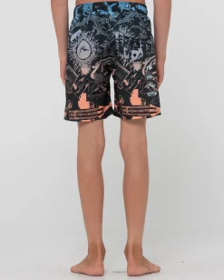 Rusty Paste Up Printed Elastic Boardshort Boys | Kids Boardshorts
