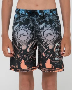 Rusty Paste Up Printed Elastic Boardshort Boys | Kids Boardshorts