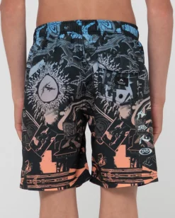 Rusty Paste Up Printed Elastic Boardshort Boys | Kids Boardshorts